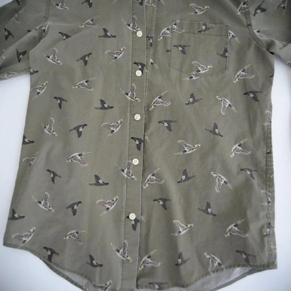 Vintage St.  John's Bay Green Duck Button Up Comfort Stretch Shirt S - Picture 7 of 11